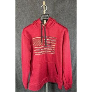 Mossy Oak Red Hoodie With American Flag Mens XL